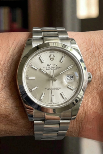 ساعت مردانه رولکس دیت جاست با بند فلزی استیل و رنگ صفحه طوسی