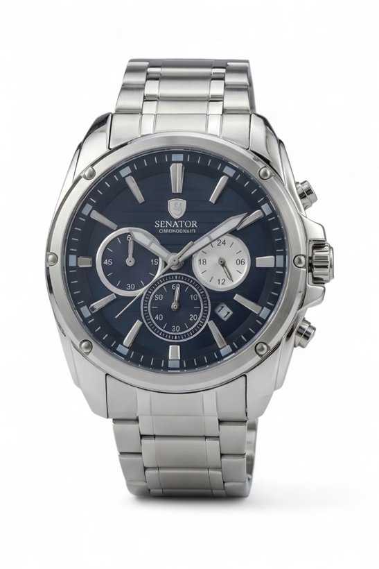 ساعت اصل سناتور با جنس بدنه کاملاً استیل و رنگ ثابت
