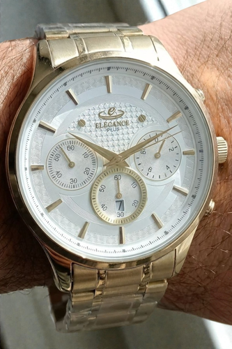 ساعت مچی مردانه الگانس مدل سه زمانه با بند فلزی