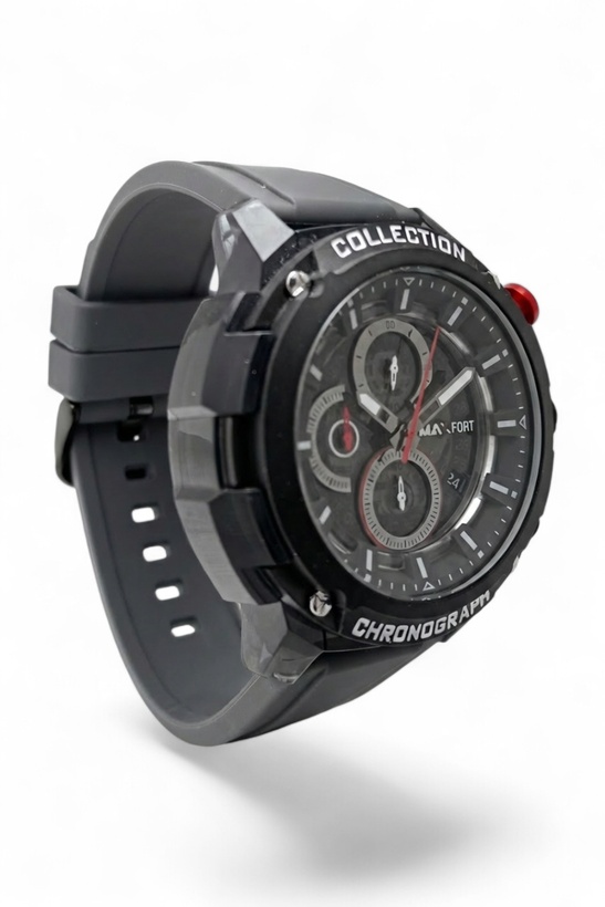 ساعت اسپرت صفحه بزرگ بند رابر مکس فورا با بند رنگ طوسی