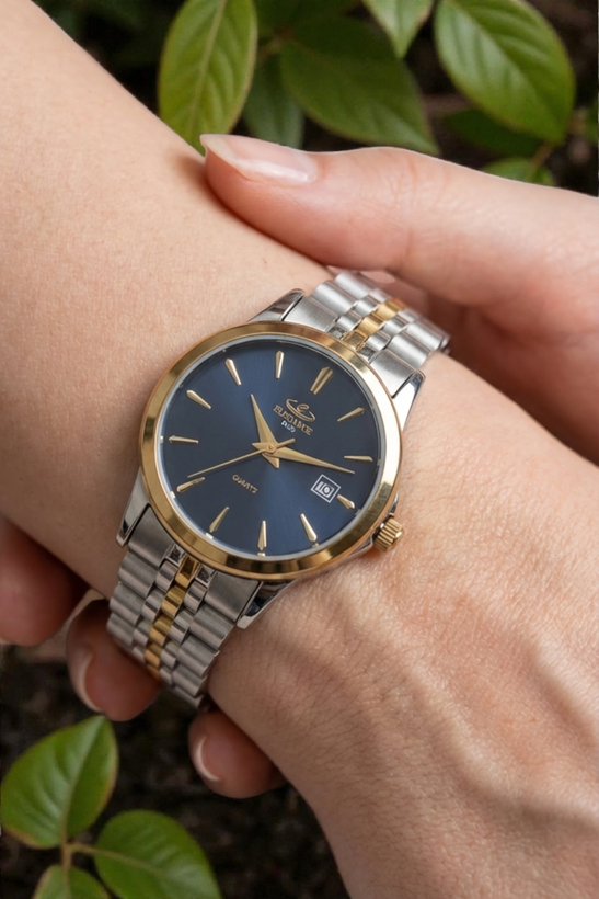 ساعت مچی زنانه الگانس با بند استیل رنگ ثابت و موتور تاریخ دار ژاپن