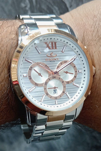 ساعت مچی مردانه الگانس با بند فلزی اسپرت و طرح سه زمانه