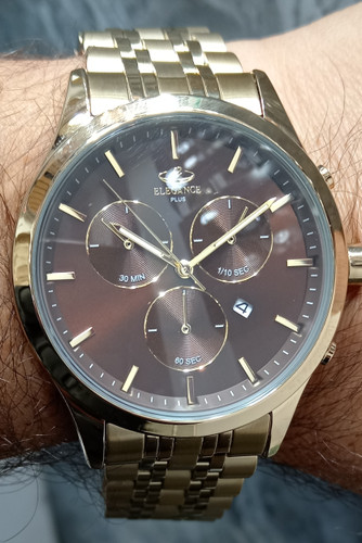 ساعت مچی مردانه الگانس طرح سه موتوره با بند فلزی استیل،قفل پروانه ای و موتور ژاپن