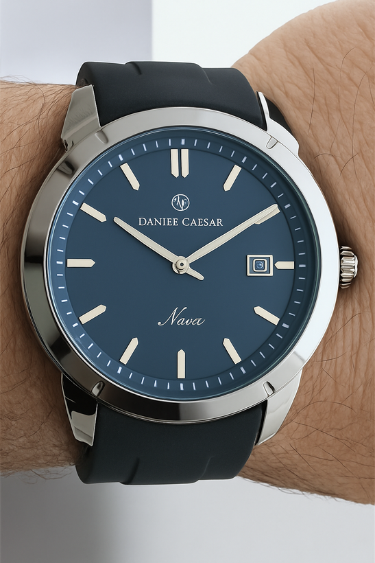 ساعت مردانه دنیل سزار با بند رابر مشکی و رنگ صفحه سرمه ای