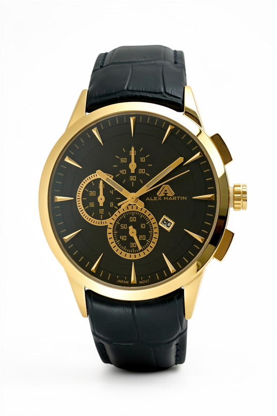 ساعت طرح سه موتوره مردانه بند چرم با موتور ژاپن