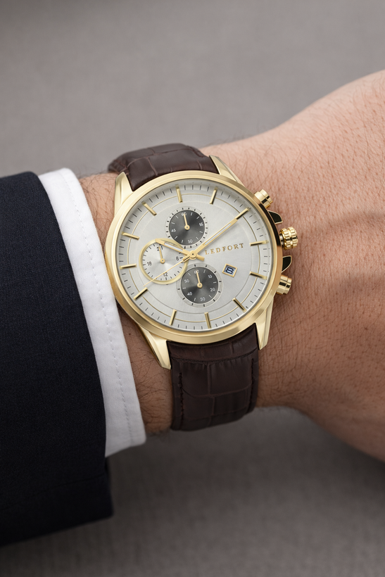 ساعت مردانه طرح سه موتوره لدفورت با موتور ژاپن و ضد آب