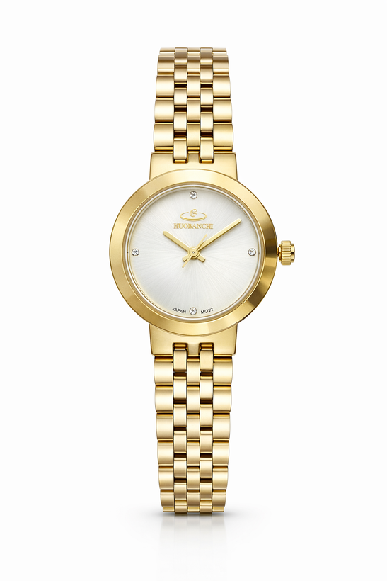 ساعت مچی زنانه الگانس با رنگ طلایی و صفحه ساده سیلور