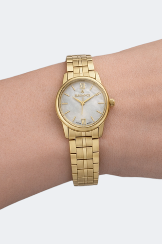 ساعت فانتزی زنانه رنگ طلایی الگانس با رنگ ثابت