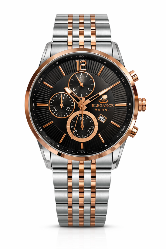 ساعت مچی طرح کورنو مردانه با بند فلزی استیل و موتور ژاپن