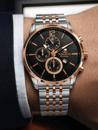 ساعت مچی مردانه طرح سه موتوره الگانس با رنگ صفحه مشکی