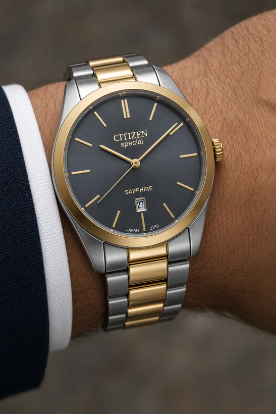 خرید ساعت Citizen Special کلاسیک ، تاریخدار، بند فلزی استیل رنگ ثابت مناسب هدیه زوجها
