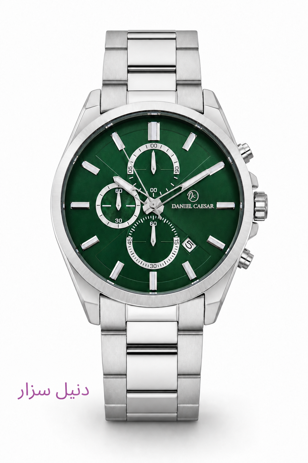 ساعت مچی مردانه دنیل سزار اصل بند استیل صفحه سبز کرنوگراف سه موتوره